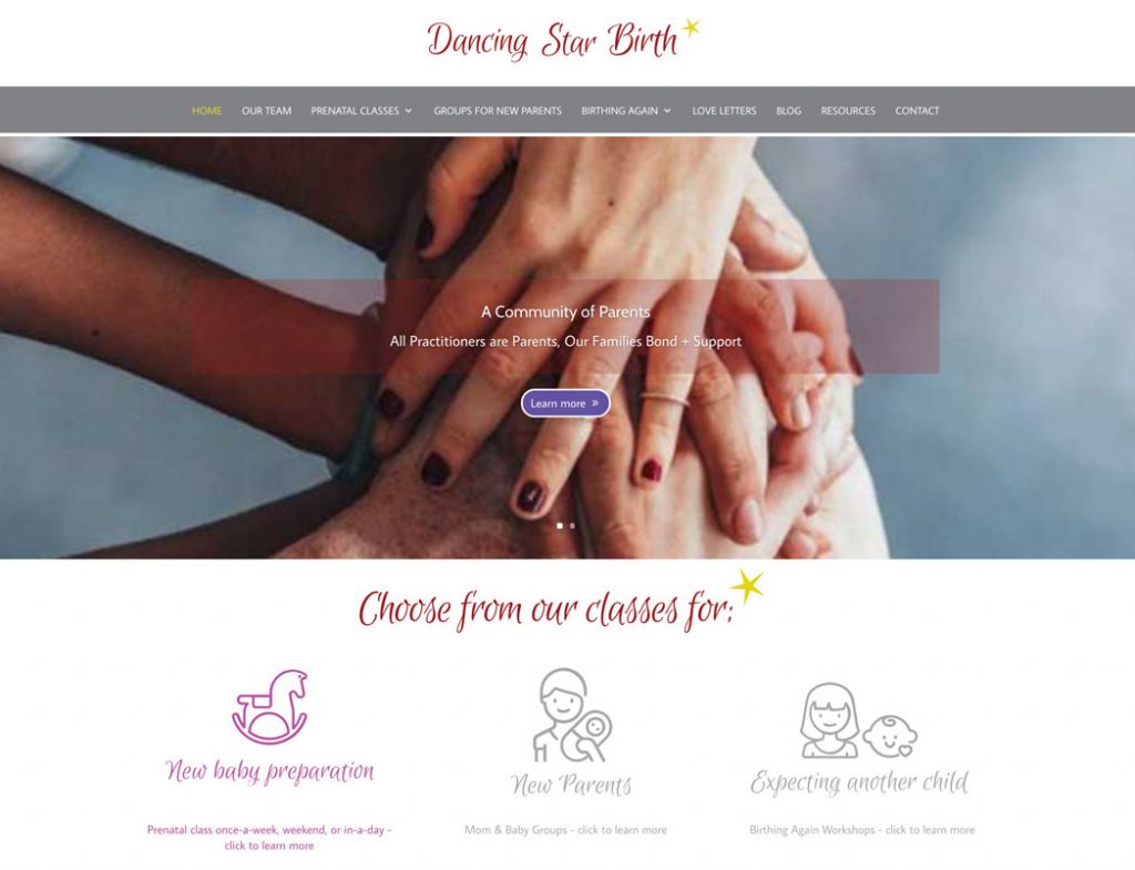 dancingstarbirth website screenshot