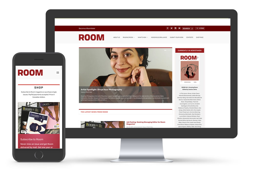 Room website on viewed on desktop and mobile