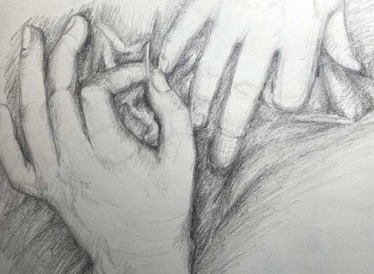 Pencil drawing hands